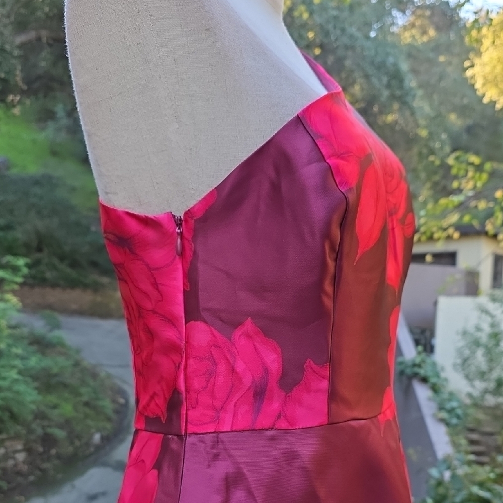 NWOT $250 BOSTON PROPER ONE SHOULDER ROSE PRINT GOWN DRESS IN PINK MULTI SIZE 10 - Picture 7 of 9